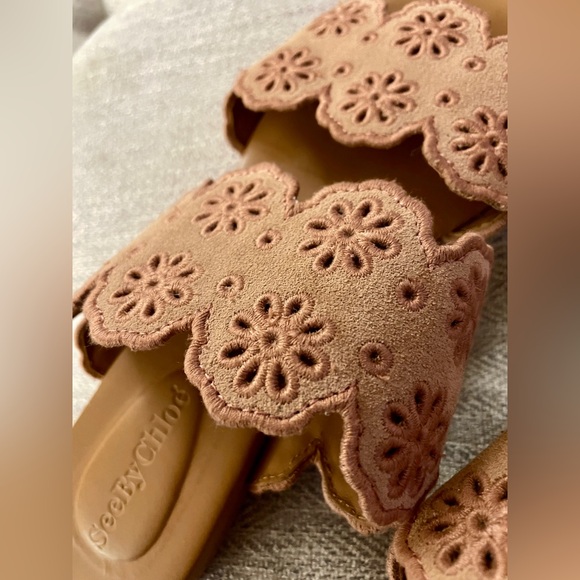 See By Chloe Size 37.5 Valentina Eyelet Double Strap Flats - Picture 6 of 6